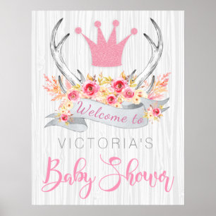 Póster Cartel de bienvenida para baby shower de princesa