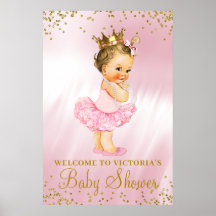 Cartel de bienvenida para baby shower de Princesa