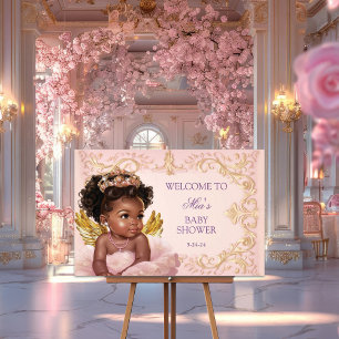 Póster Cartel de bienvenida para baby shower de princesa 