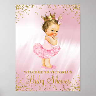 Póster Cartel de bienvenida para baby shower de Princesa 