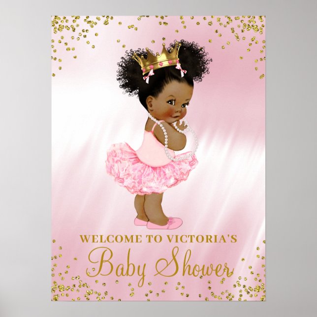 Póster Cartel de bienvenida para baby shower de princesa  (Frente)