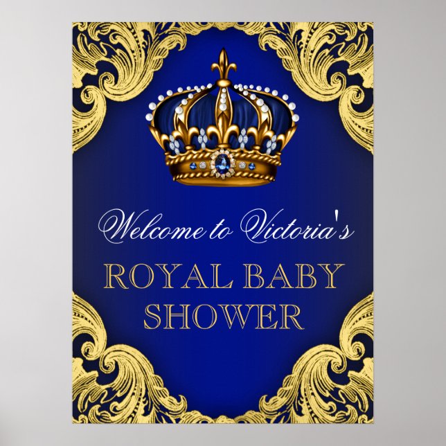 Póster Cartel de bienvenida para baby shower de príncipe (Frente)