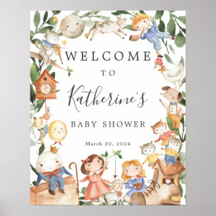 Póster Cartel de bienvenida para baby shower de rimas inf