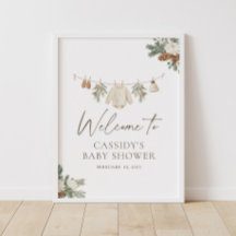Cartel de bienvenida para baby shower de ropa de i