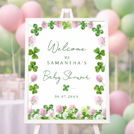 Póster Cartel de bienvenida para baby shower de tréboles