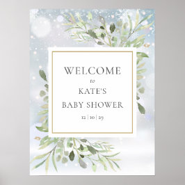 Póster Cartel de bienvenida para baby shower de vegetació