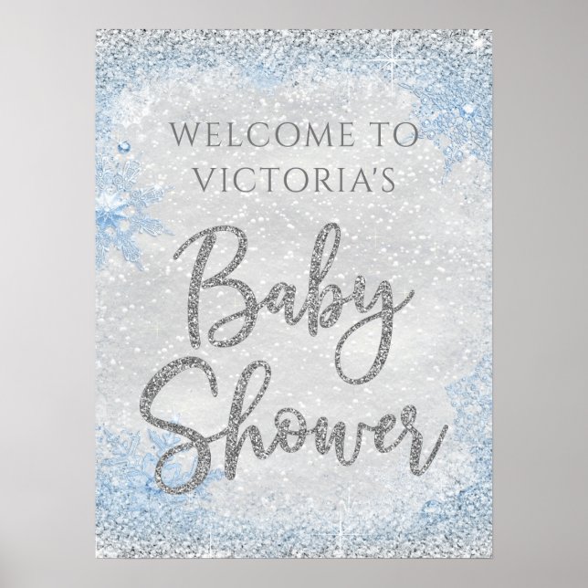 Póster Cartel de bienvenida para baby shower de Winter Wo (Frente)