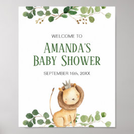 Póster Cartel de bienvenida para baby shower del león con