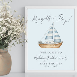 Póster Cartel de Bienvenida para Baby Shower del Niño Azu