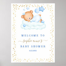 Cartel de bienvenida para baby shower del osito do