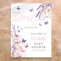 Cartel de bienvenida para baby shower floral de un