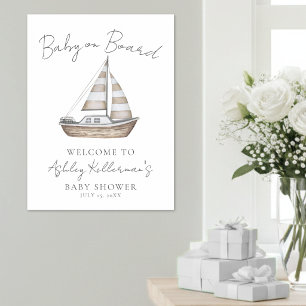 Póster Cartel de bienvenida para baby shower náutico
