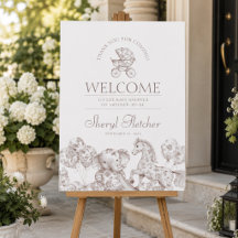 Cartel de bienvenida para baby shower Neutral Toil