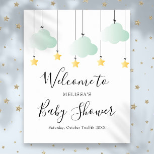 Póster Cartel de bienvenida para baby shower neutro Twink
