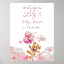 Cartel de bienvenida para baby shower rosa 'Apenas