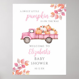 Póster Cartel de bienvenida para baby shower Rosa Calabac