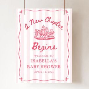Póster Cartel de bienvenida para baby shower Rosa Un nuev