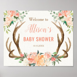Póster Cartel de bienvenida para baby shower rústico boho