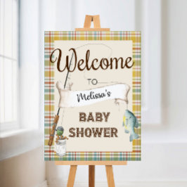 Póster Cartel de Bienvenida para Baby Shower Rústico de P