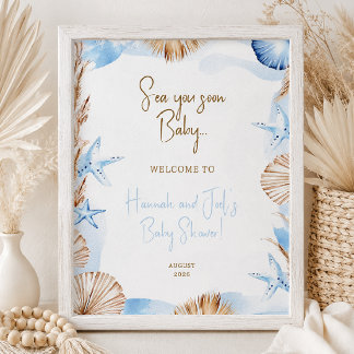 Póster Cartel de Bienvenida para Baby Shower 'Sea You Soo