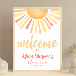 Póster Cartel de Bienvenida para Baby Shower Sol Radiante