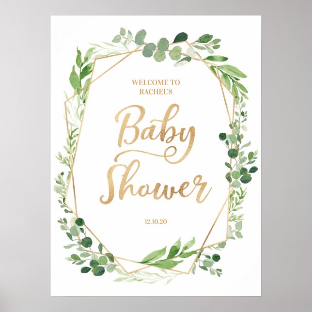 Póster Cartel de bienvenida para Baby Shower Terrario de  (Frente)