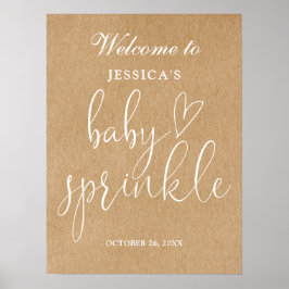 Póster Cartel de bienvenida para baby sprinkle rústico y 