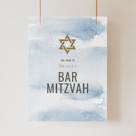 Póster Cartel de bienvenida para Bar Mitzvah con acuarela