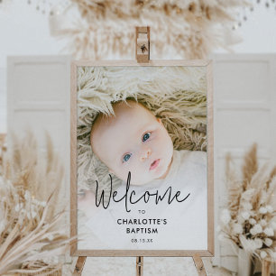 Póster Cartel de bienvenida para bautizo con estilo boho