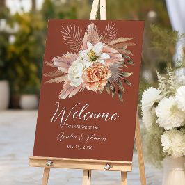 Póster Cartel de bienvenida para boda boho de otoño