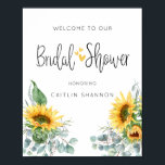 Póster Cartel de bienvenida para boda campestre de giraso<br><div class="desc">¡Bienvenidos a su fiesta de despedida de soltera con este hermoso letrero rústico!</div>