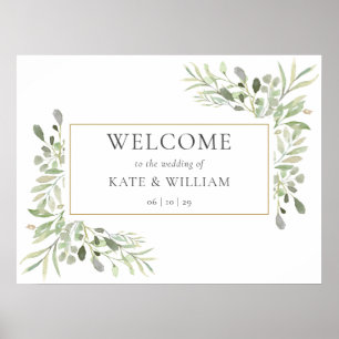 Póster Cartel de bienvenida para boda con vegetación