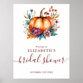 Póster Cartel de bienvenida para boda de calabaza rústica