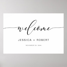 Póster Cartel de bienvenida para boda de caligrafía rústi