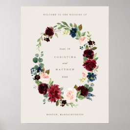 Póster Cartel de bienvenida para boda de elegancia otoñal