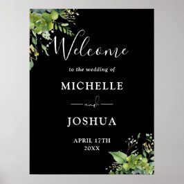 Póster Cartel de bienvenida para boda de vegetación en ne