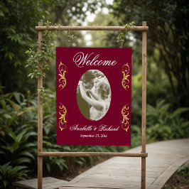 Póster Cartel de bienvenida para boda elegante con foto