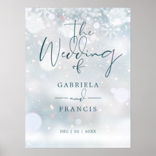 Póster Cartel de bienvenida para boda elegante de inviern