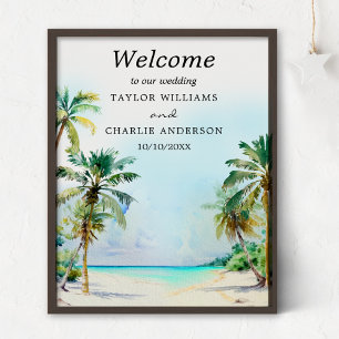 Póster Cartel de bienvenida para boda en destino de playa