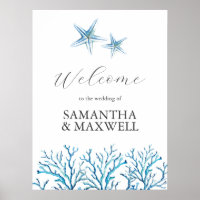 Cartel de bienvenida para boda en la playa con est