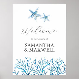 Póster Cartel de bienvenida para boda en la playa con est