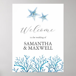 Póster Cartel de bienvenida para boda en la playa con est