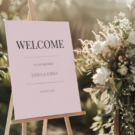 Póster Cartel de bienvenida para boda minimalista Rosa po