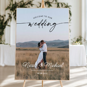 Póster Cartel de bienvenida para boda moderna con foto