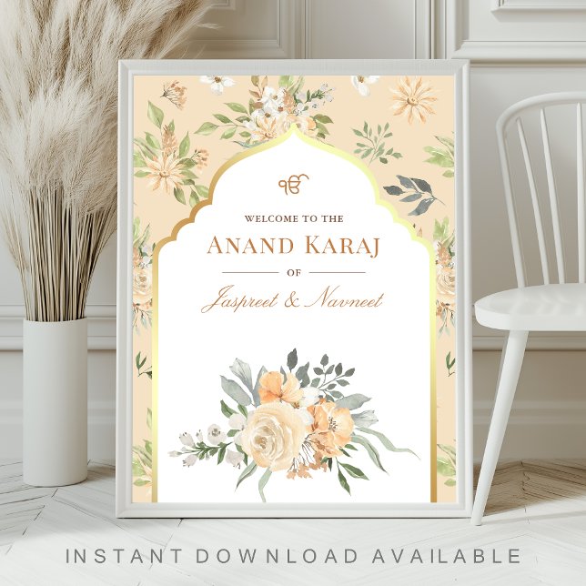 Póster Cartel de Bienvenida para Boda Sikh Anand Karaj Fl (Subido por el creador)
