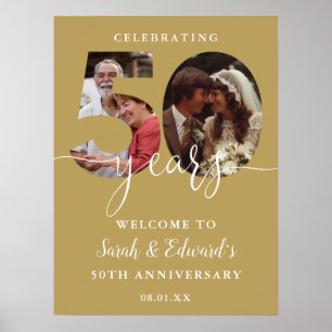 Póster Cartel de bienvenida para Bodas de Oro 50 Aniversa