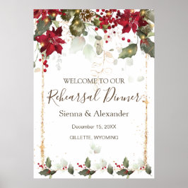 Póster Cartel de bienvenida para cena de ensayo con flor 
