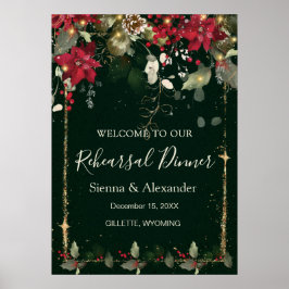 Póster Cartel de bienvenida para cena de ensayo con flor 
