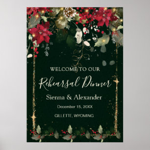 Póster Cartel de bienvenida para cena de ensayo con flor