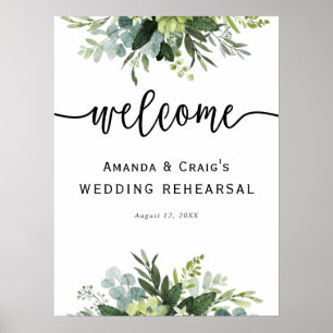 Póster Cartel de bienvenida para cena de ensayo de boda c